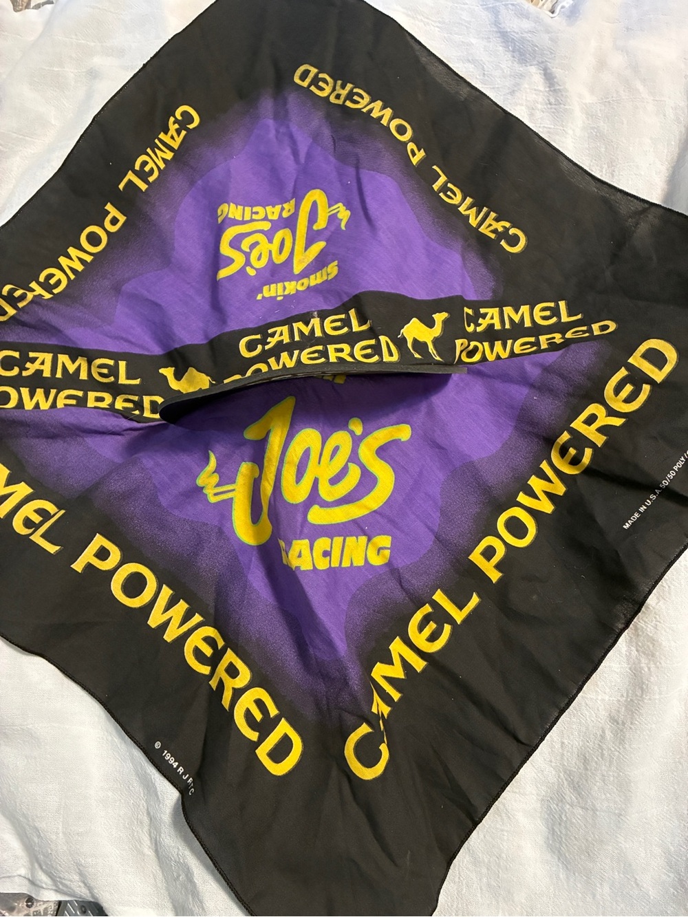 Vintage Sturges 1994 Joe's Racing 'Camel Powered' Purple & Black Bandana Visor